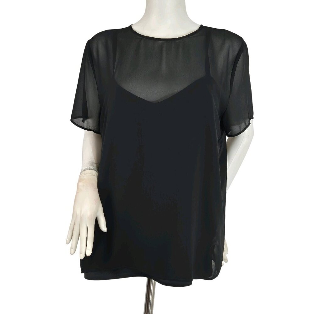 Marella Women's Top Blouse 2 Pc Size 8 Short Sleeve Black Round Neck NWT 12 - Picture 6 of 10
